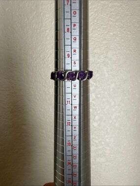 Sterling Silver Amethyst Bezel Band Ring - Purple
